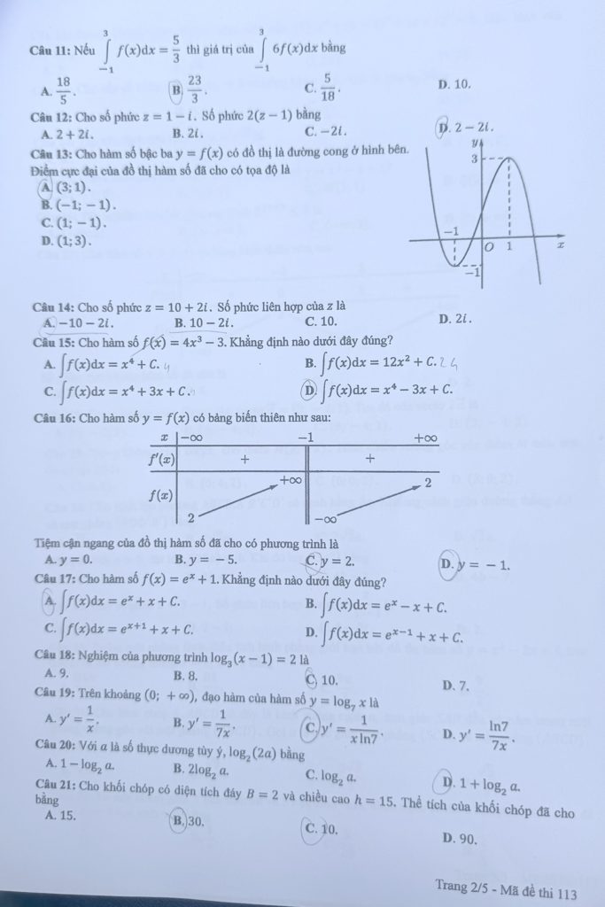 Đề thi môn Toán kỳ thi tốt nghiệp THPT năm 2025
