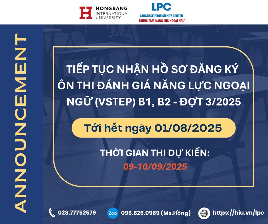 THÔNG BÁO GIA HẠN THỜI GIAN ĐĂNG KÝ ÔN THI ĐÁNH GIÁ NĂNG LỰC NGOẠI NGỮ (VSTEP) – ĐỢT 3 NĂM 2025