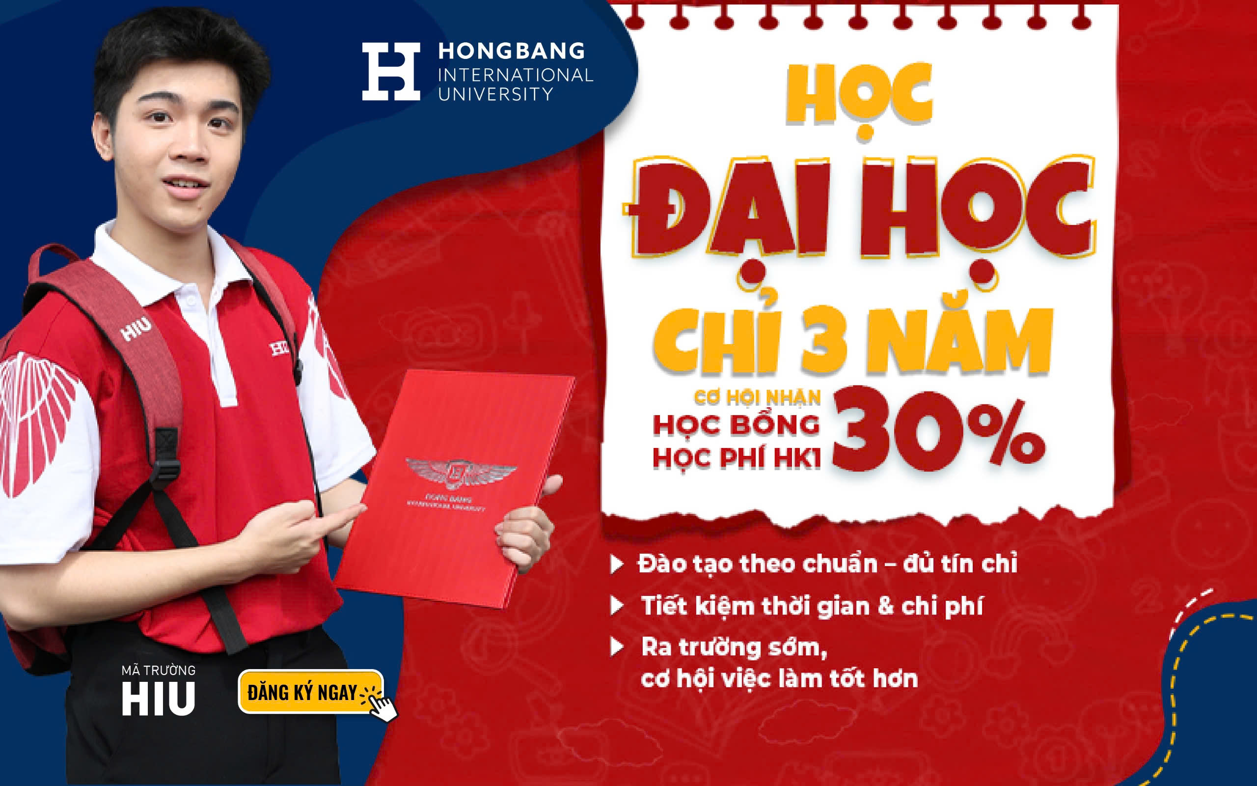 HIU tuyển sinh chương trình đại học 3 năm học bổng đến 30%