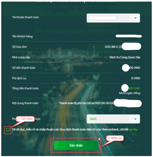 Hướng dẫn thanh toán qua kênh “Vietcombank”