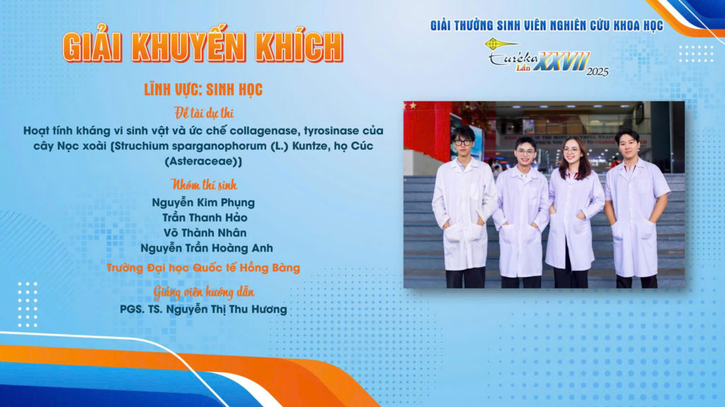 Nhóm sinh viên Khoa Dược gồm Nguyễn Kim Phụng, Trần Thanh Hảo, Võ Thành Nhân và Nguyễn Trần Hoàng Anh