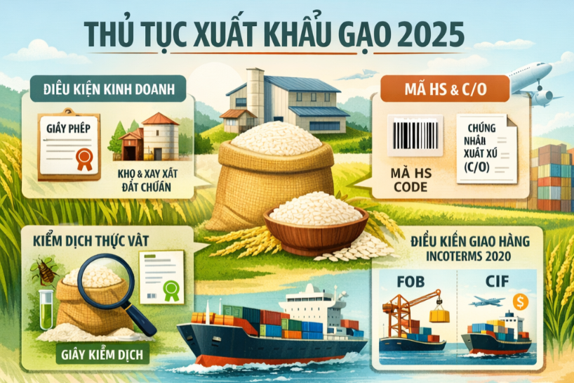 Thủ tục xuất khẩu gạo mới nhất 2026 – Doanh nghiệp cần chuẩn bị gì?