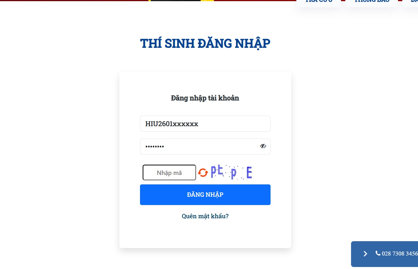 Đăng nhập hệ thống HIU
