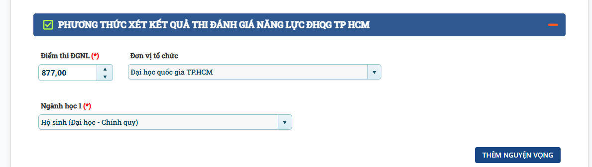 ĐGNL ĐHQG TPHCM