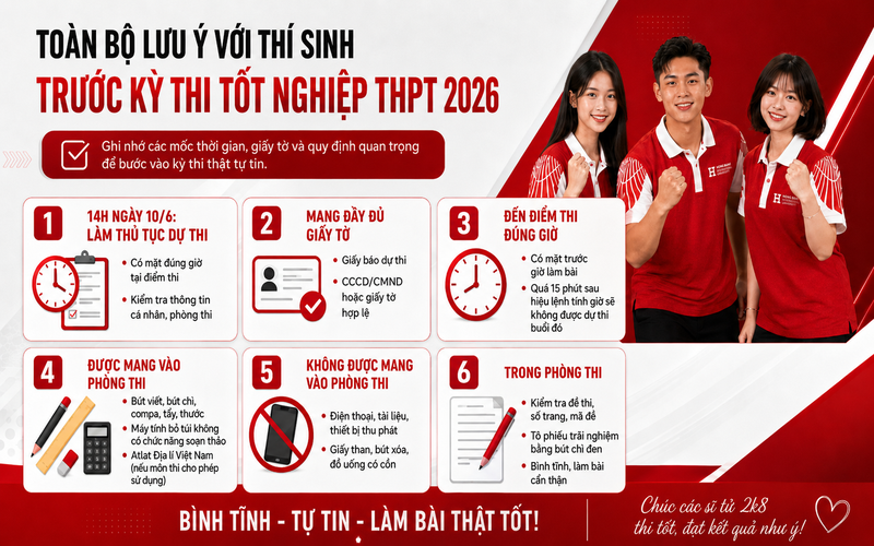 Thi tốt nghiệp THPT 2026: các lưu ý để tránh mất quyền lợi